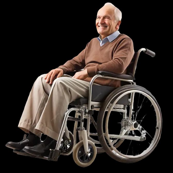 Vieil homme dans une chaise roulante